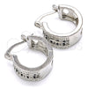 Rhodium Gold Filled Small Hoop, with Black and White Micro Pave, Polished, Rhodium Finish, 02.210.0277.6.15