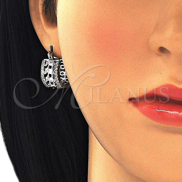 White Gold Filled Hoop Earrings — Small Hoop Elephant Design with White Cubic Zirconia — alternate product view — SKU 127034 | Oro Laminado Blanco aretes de aro — Small Hoop Elephant diseño with blanco Cubic Zirconia — SKU 127034