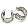 Rhodium Gold Filled Small Hoop, Elephant Design, with White Cubic Zirconia, Polished, Rhodium Finish, 02.210.0278.4.15
