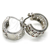 Rhodium Plated Small Hoop, Elephant Design, with Garnet and White Cubic Zirconia, Polished, Rhodium Finish, 02.210.0278.5.15