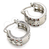Rhodium Plated Small Hoop, Elephant Design, with Garnet and White Cubic Zirconia, Polished, Rhodium Finish, 02.210.0278.5.15