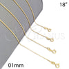 Oro Laminado Basic Necklace, Gold Filled Style Box Design, Polished, Golden Finish, 04.32.0011.18 (01 MM Thickness, 18 Inches Length)