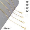 Oro Laminado Basic Necklace, Gold Filled Style Box Design, Polished, Golden Finish, 04.32.0011.22 (01 MM Thickness, 22 Inches Length)