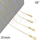 Oro Laminado Basic Necklace, Gold Filled Style Snake Design, Polished, Golden Finish, 04.32.0012.18 (01 MM Thickness, 18 Inches Length)