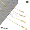 Oro Laminado Basic Necklace, Gold Filled Style Snake Design, Polished, Golden Finish, 04.32.0012.18 (01 MM Thickness, 18 Inches Length)