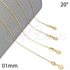 Oro Laminado Basic Necklace, Gold Filled Style Snake Design, Polished, Golden Finish, 04.32.0012.20 (01 MM Thickness, 20 Inches Length)