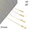 Oro Laminado Basic Necklace, Gold Filled Style Snake Design, Polished, Golden Finish, 04.32.0012.20 (01 MM Thickness, 20 Inches Length)