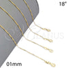Oro Laminado Basic Necklace, Gold Filled Style Singapore Design, Polished, Golden Finish, 04.32.0013.18 (01 MM Thickness, 18 Inches Length)
