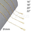 Oro Laminado Basic Necklace, Gold Filled Style Singapore Design, Polished, Golden Finish, 04.32.0013.20 (01 MM Thickness, 20 Inches Length)