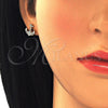 Oro Laminado Stud Earring, Gold Filled Style Anchor Design, with White Micro Pave, Polished, Golden Finish, 02.156.0302