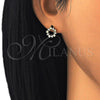 Oro Laminado Stud Earring, Gold Filled Style Star Design, with White Cubic Zirconia, Polished, Golden Finish, 02.156.0304
