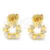 Oro Laminado Stud Earring, Gold Filled Style Star Design, with White Cubic Zirconia, Polished, Golden Finish, 02.156.0304
