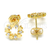 Oro Laminado Stud Earring, Gold Filled Style Star Design, with White Cubic Zirconia, Polished, Golden Finish, 02.156.0304