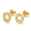 Oro Laminado Stud Earring, Gold Filled Style Star Design, with White Cubic Zirconia, Polished, Golden Finish, 02.156.0304