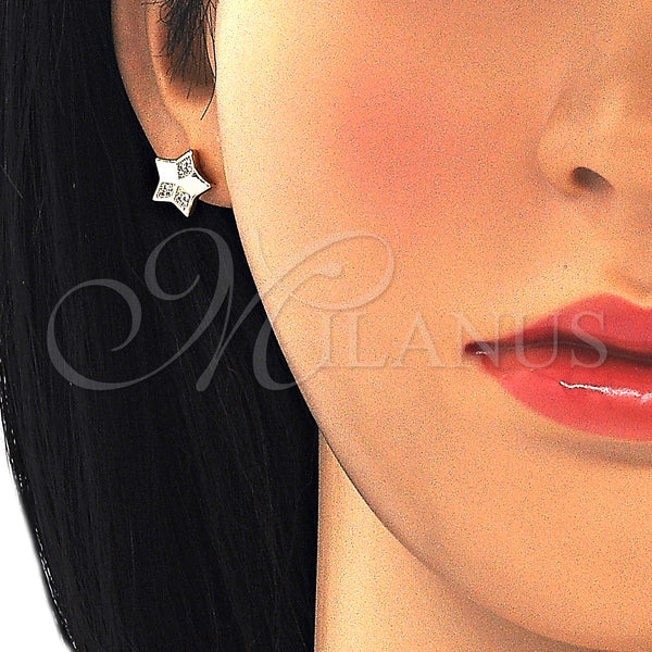 Gold Filled Ring — Stud Earring Star Design with White Micro Pave — alternate product view — SKU 127069 | Oro Laminado anillo — Stud Earring estrella diseño with blanco Micro Pave — SKU 127069
