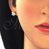 Oro Laminado Stud Earring, Gold Filled Style Star Design, with White Micro Pave, Polished, Golden Finish, 02.156.0305