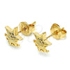 Oro Laminado Stud Earring, Gold Filled Style Star and Crown Design, with White Micro Pave, Polished, Golden Finish, 02.156.0307
