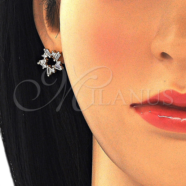 Gold Filled Ring — Stud Earring Baguette Design with White Cubic Zirconia — alternate product view — SKU 127072 | Oro Laminado anillo — Stud Earring Baguette diseño with blanco Cubic Zirconia — SKU 127072