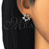 Oro Laminado Stud Earring, Gold Filled Style Baguette Design, with White Cubic Zirconia, Polished, Golden Finish, 02.156.0308