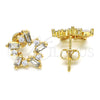 Oro Laminado Stud Earring, Gold Filled Style Baguette Design, with White Cubic Zirconia, Polished, Golden Finish, 02.156.0308