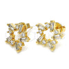 Oro Laminado Stud Earring, Gold Filled Style Baguette Design, with White Cubic Zirconia, Polished, Golden Finish, 02.156.0308