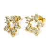 Oro Laminado Stud Earring, Gold Filled Style Baguette Design, with White Cubic Zirconia, Polished, Golden Finish, 02.156.0308