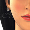 Oro Laminado Stud Earring, Gold Filled Style with White Cubic Zirconia, Polished, Golden Finish, 02.156.0309