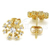 Oro Laminado Stud Earring, Gold Filled Style with White Cubic Zirconia, Polished, Golden Finish, 02.156.0309
