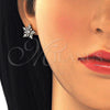 Oro Laminado Stud Earring, Gold Filled Style with White Cubic Zirconia, Polished, Golden Finish, 02.156.0310