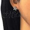 Oro Laminado Stud Earring, Gold Filled Style with White Cubic Zirconia, Polished, Golden Finish, 02.156.0310