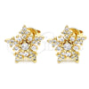 Oro Laminado Stud Earring, Gold Filled Style with White Cubic Zirconia, Polished, Golden Finish, 02.156.0310