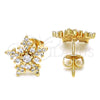 Oro Laminado Stud Earring, Gold Filled Style with White Cubic Zirconia, Polished, Golden Finish, 02.156.0310