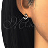 Oro Laminado Stud Earring, Gold Filled Style with White Cubic Zirconia, Polished, Golden Finish, 02.156.0314 for wholesale, additional product view 3