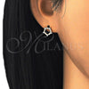 Oro Laminado Stud Earring, Gold Filled Style with White Cubic Zirconia, Polished, Golden Finish, 02.156.0314