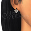 Oro Laminado Stud Earring, Gold Filled Style with White Cubic Zirconia, Polished, Golden Finish, 02.195.0099