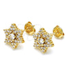 Oro Laminado Stud Earring, Gold Filled Style with White Cubic Zirconia, Polished, Golden Finish, 02.195.0099