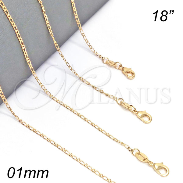 Gold Filled Necklace — Basic Necklace Figaro Design Polished 04.32. 01 MM — main product view — SKU 127083 | Oro Laminado collar — básico Necklace Figaro diseño pulido 04.32. 01 MM — SKU 127083