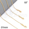 Oro Laminado Basic Necklace, Gold Filled Style Figaro Design, Polished, Golden Finish, 04.32.0015.18 (01 MM Thickness, 18 Inches Length)