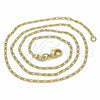 Oro Laminado Basic Necklace, Gold Filled Style Figaro Design, Polished, Golden Finish, 04.32.0015.20 (01 MM Thickness, 20 Inches Length)