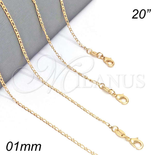 Gold Filled Necklace — Basic Necklace Figaro Design Polished 04.32. 01 MM — main product view — SKU 127084 | Oro Laminado collar — básico Necklace Figaro diseño pulido 04.32. 01 MM — SKU 127084