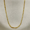 Oro Laminado Basic Necklace, Gold Filled Style Figaro Design, Polished, Golden Finish, 04.32.0016.22 (01 MM Thickness, 22 Inches Length)