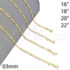 Oro Laminado Basic Necklace, Gold Filled Style Figaro Design, Polished, Golden Finish, 04.32.0017.18 (03 MM Thickness, 18 Inches Length)