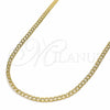 Oro Laminado Basic Necklace, Gold Filled Style Pave Cuban Design, Polished, Golden Finish, 04.32.0018.18 (03 MM Thickness, 18 Inches Length)