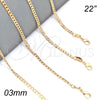 Oro Laminado Basic Necklace, Gold Filled Style Pave Cuban Design, Polished, Golden Finish, 04.32.0018.22 (03 MM Thickness, 22 Inches Length)