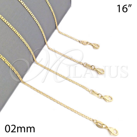 Oro Laminado Basic Necklace, Gold Filled Style Mariner Design, Polished, Golden Finish, 04.32.0006.16 (0.50 Gauge, 02 MM Thickness, 16 Inches Length)