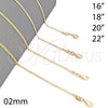 Oro Laminado Basic Necklace, Gold Filled Style Mariner Design, Polished, Golden Finish, 04.32.0006.16 (0.50 Gauge, 02 MM Thickness, 16 Inches Length)