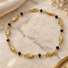 Oro Laminado Fancy Anklet, Gold Filled Style Elephant Design, with Black Crystal, Black Polished, Golden Finish, 03.32.0208.10 (03 MM Thickness, 10 Inches Length)