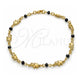 Oro Laminado Fancy Anklet, Gold Filled Style Elephant Design, with Black Crystal, Black Polished, Golden Finish, 03.32.0208.10 (03 MM Thickness, 10 Inches Length)