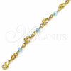 Oro Laminado Fancy Bracelet, Gold Filled Style Dolphin Design, with Aquamarine Crystal, Polished, Golden Finish, 03.32.0218.07 (7 Inches Length)
