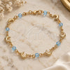 Oro Laminado Fancy Bracelet, Gold Filled Style Dolphin Design, with Aquamarine Crystal, Polished, Golden Finish, 03.32.0218.07 (7 Inches Length)